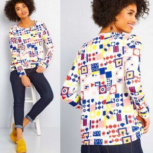 ModCloth Motif‎ Appreciation Sweatshirt French Terry Sz S